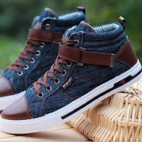 Baskets Homme fashion Sneakers Jean denim Casual shoes Bleues